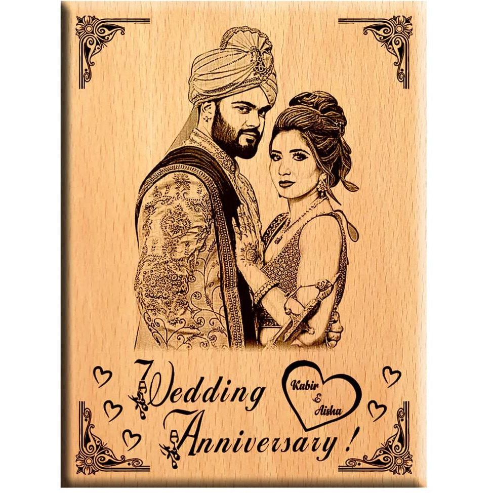 Amazing Gifts Gifts For Wedding Anniversary - Customize Engraved Wooden Plaque 9X7, Tabletop