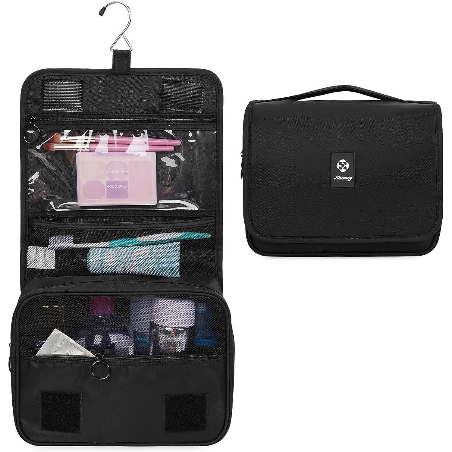 Bestottam Travel Toiletry Bags Hanging Multi-Function Cosmetic Bag Makeup Bag For Women (Black)