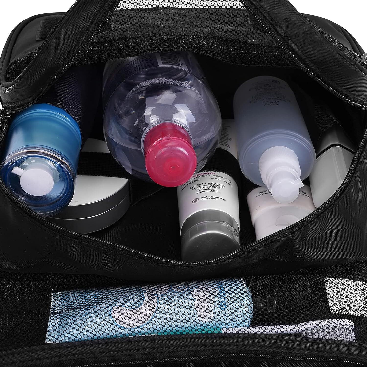 Bestottam Travel Toiletry Bags Hanging Multi-Function Cosmetic Bag Makeup Bag For Women (Black)