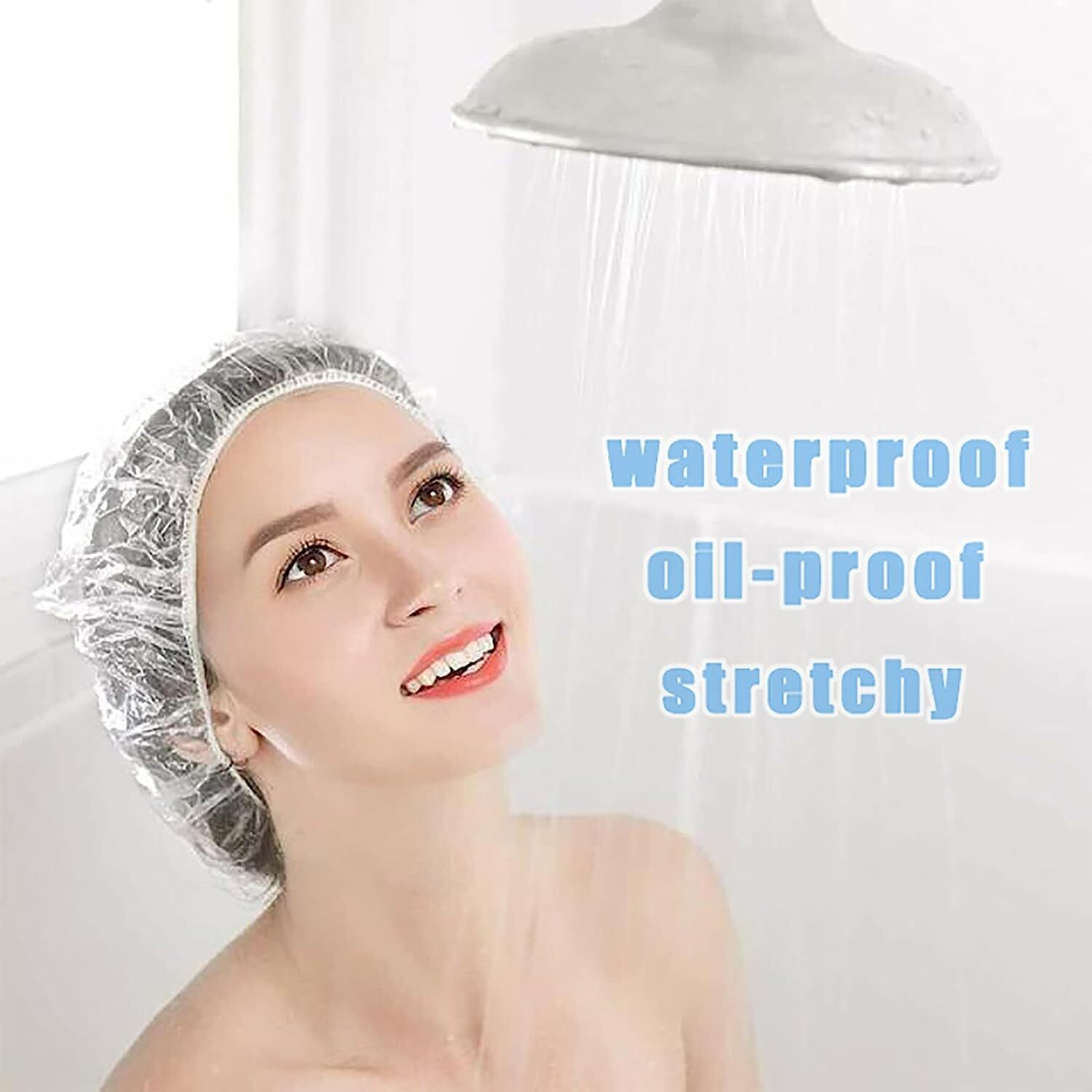 Snmmifer Waterproof Disposable Shower Caps For Women (100 Pieces)