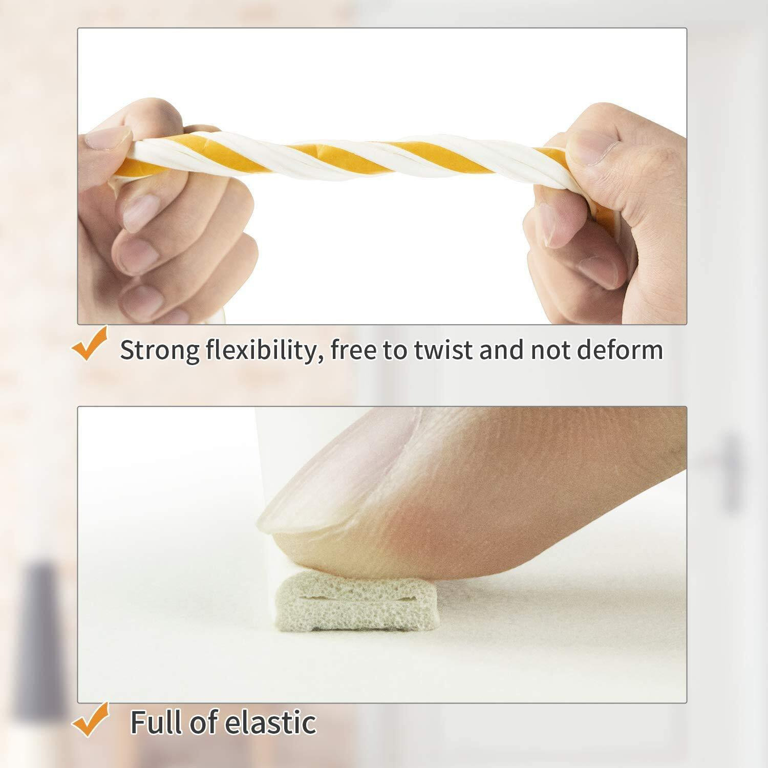 Gch Door Seal Weather Strip, Window Anti-Collision Self Adhesive Rubber Foam Seal Strip Soundproofing Weatherstrip Waterproof Seal, White