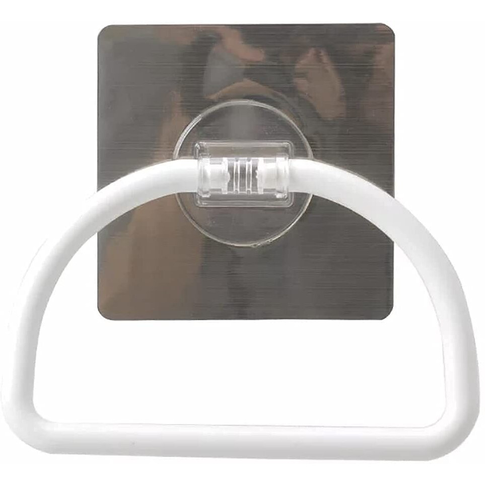 Zeinwap Magic Sticker Series Self Adhesive Plastic Towel Ring For Bathroom And Kitchen-White(Pack Of 1)