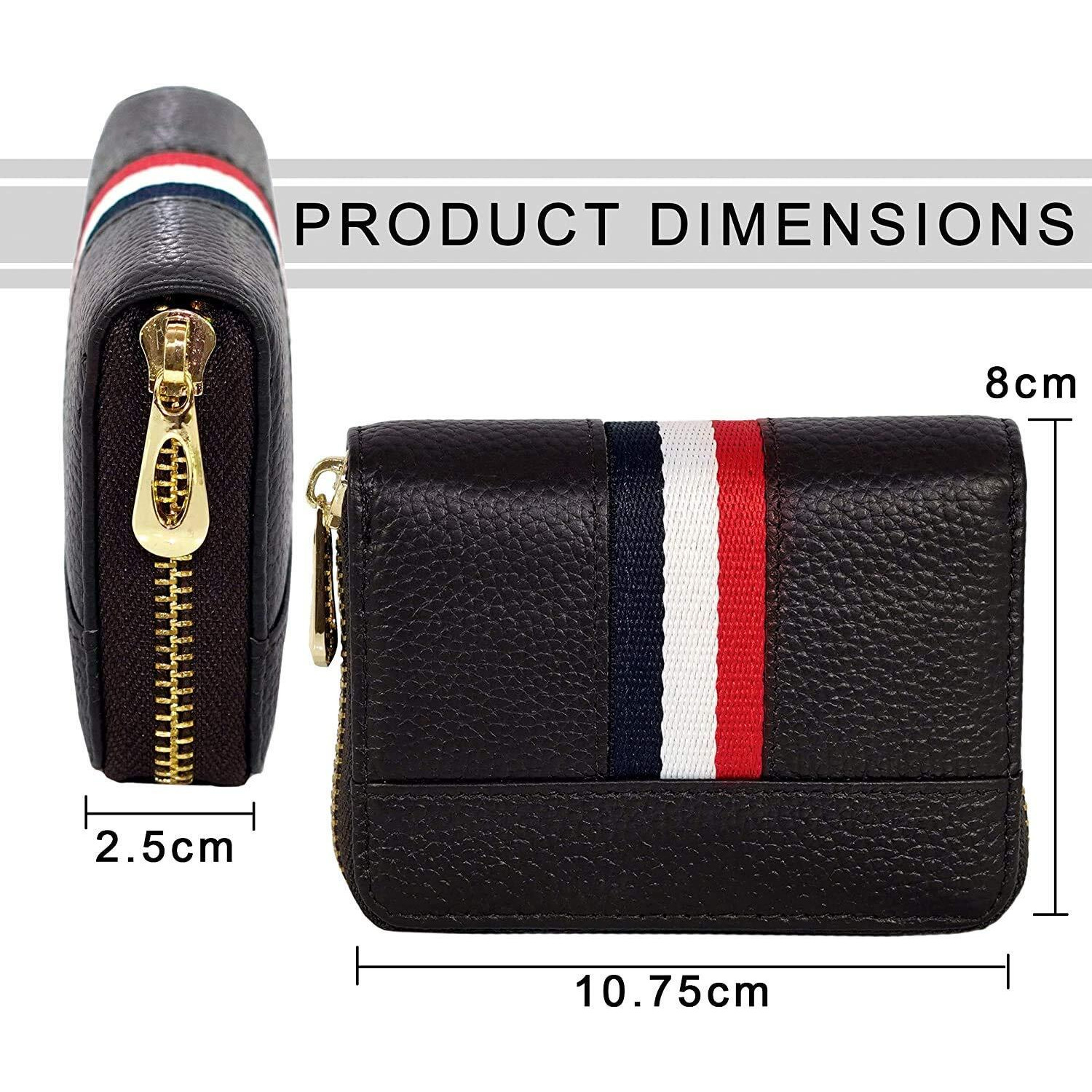 High Trusted Leather Unisex Card Holder, Credit/Debit Card Zipper Holder Wallet (Black)