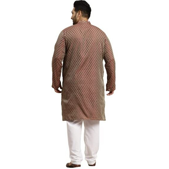 Sojanya Plus (Since 1958) Men's Jacquard Silk Maroon Self Design Only Long Kurta -Size 46