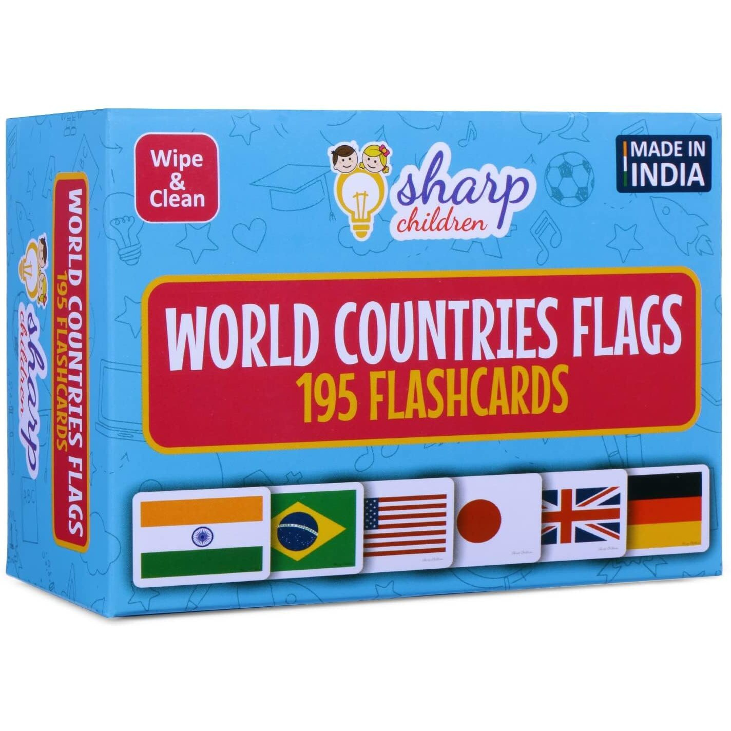 Sharp Children Big Size Language_Skills Flags Flash Cards For Kids, Wipe And Clean, Laminated Activity Flash Cards
