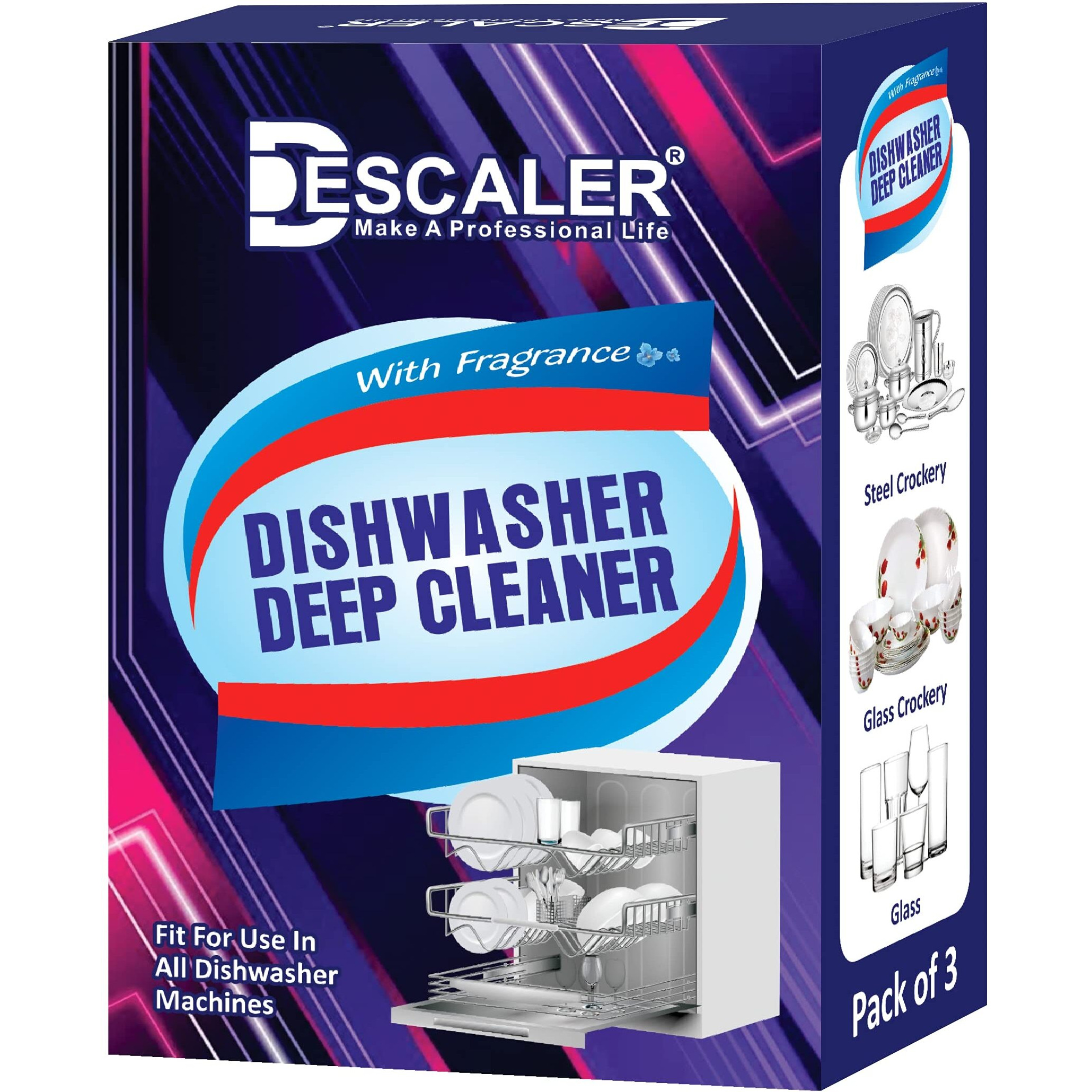 Descaler Dishwasher Cleaner & Descaler | Cleans, Descales & Disinfects 300 Gms  Pack Contains 3 Pouches | Remove Hard Water Build Up Lime Scale & Rust, Leaves Dishes & Glass Ware Spot Free (300Gram)