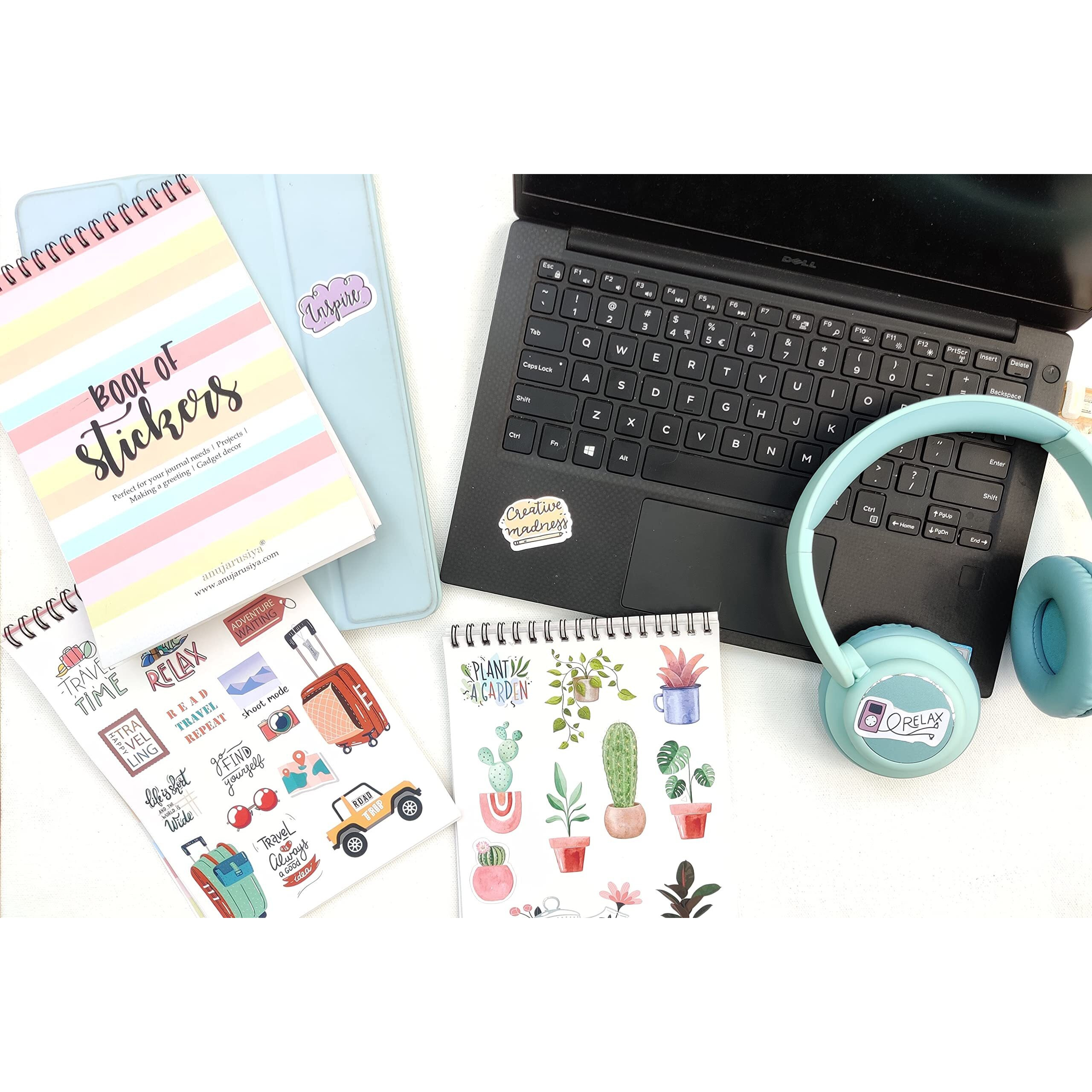 Anujarusiya- Book Of Stickers | 20 A5 Pages | 300+ Unique Self Adhesive Stickers | Perfect For Journal, Scrapbook Projects And Decor