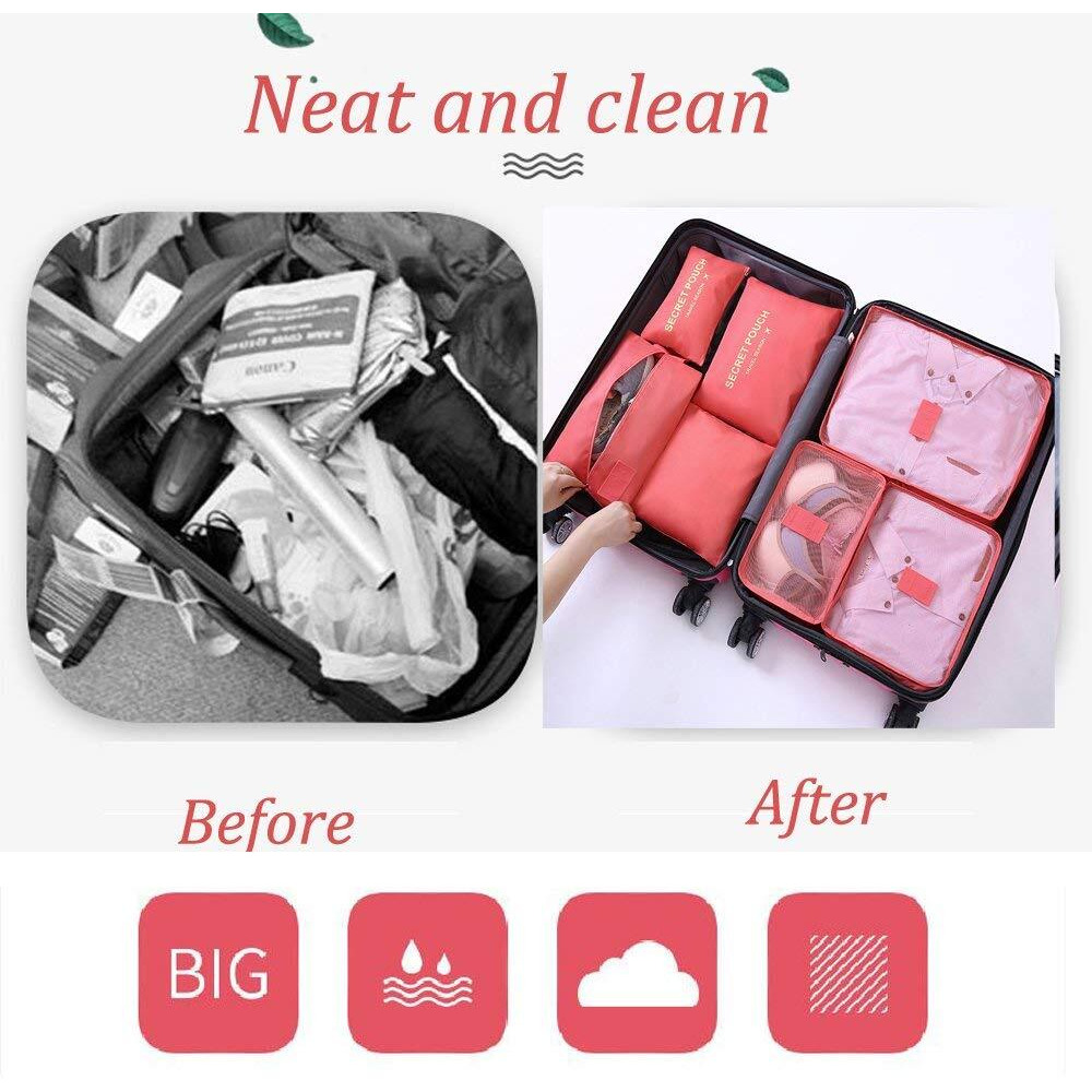 7Pcs Waterproof Travel Storage Bags Clothes Packing Cube Luggage Organizer Pouch(Navy)