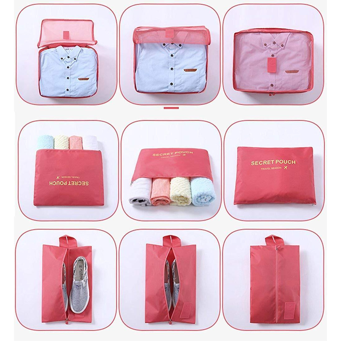 7Pcs Waterproof Travel Storage Bags Clothes Packing Cube Luggage Organizer Pouch(Navy)
