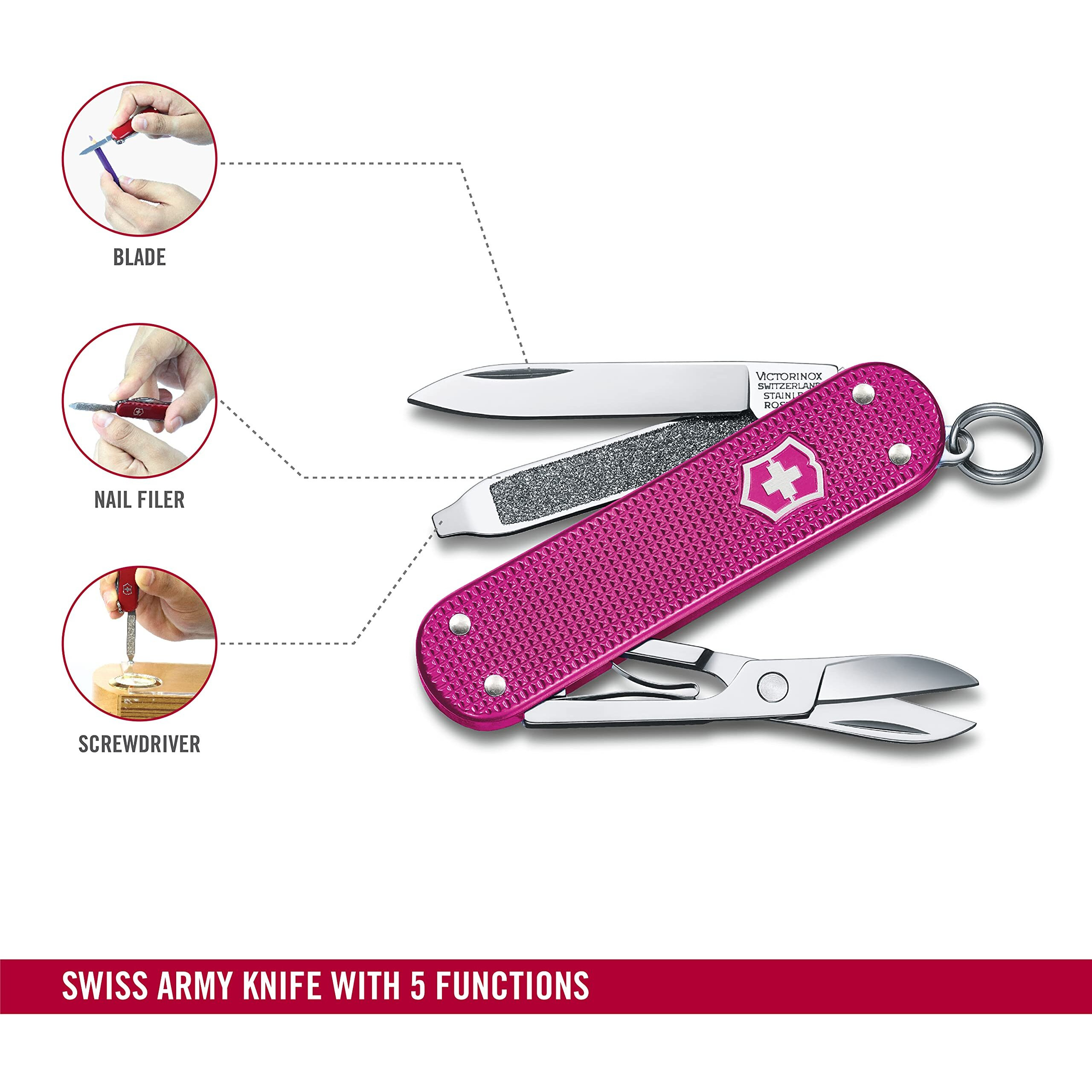 Victorinox Swiss Army Knife - Fresh. Stylish. Colorful Swiss Classics - 5 Function, Multitool With A Pair Of Scissors In Alox Scales - Flamingo Party, 58 Mm