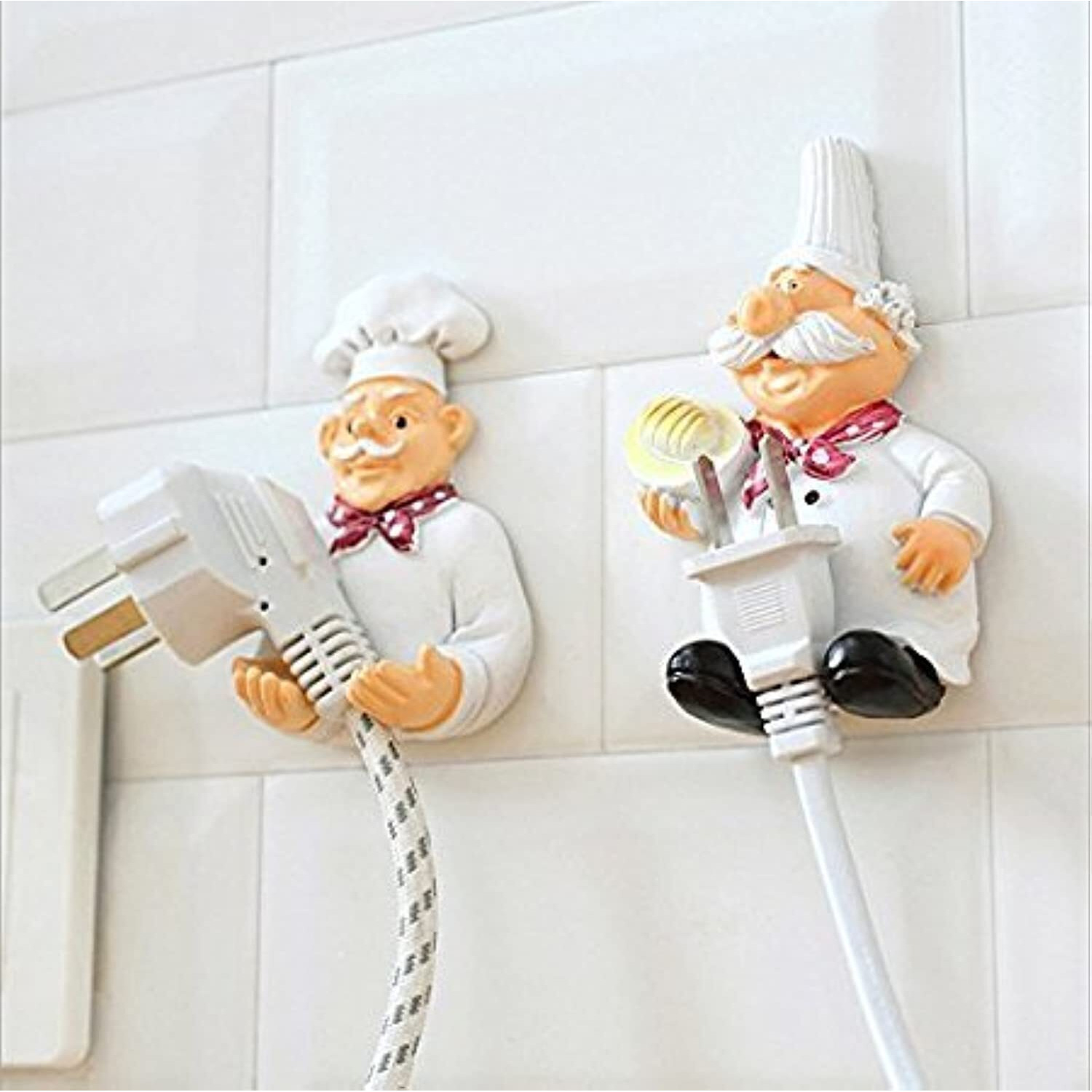 Perfect Pricee Cook Fat Chef Mobile Power Plug Hook (Pack Of 2), White, Ceramic