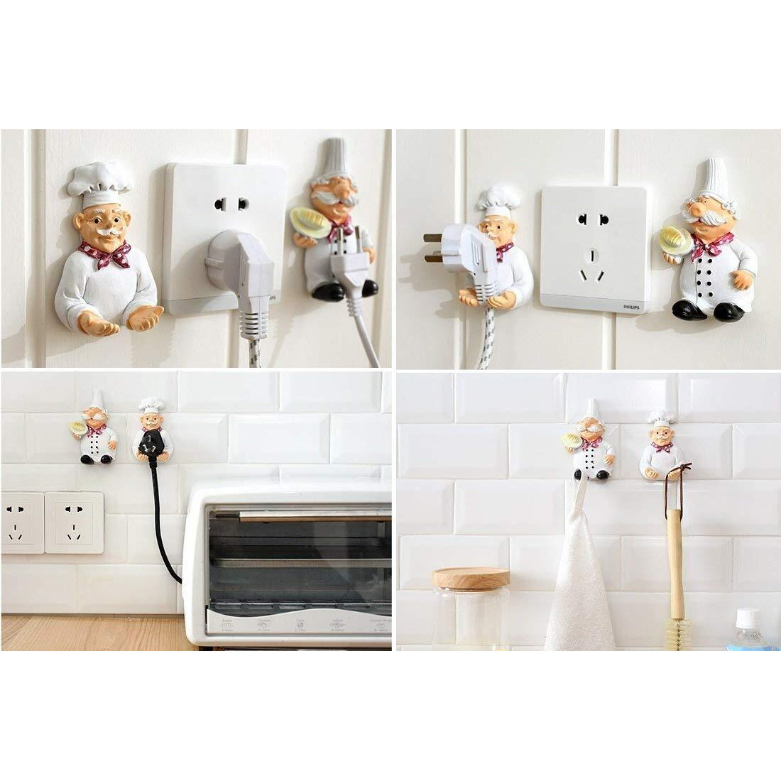 Perfect Pricee Cook Fat Chef Mobile Power Plug Hook (Pack Of 2), White, Ceramic