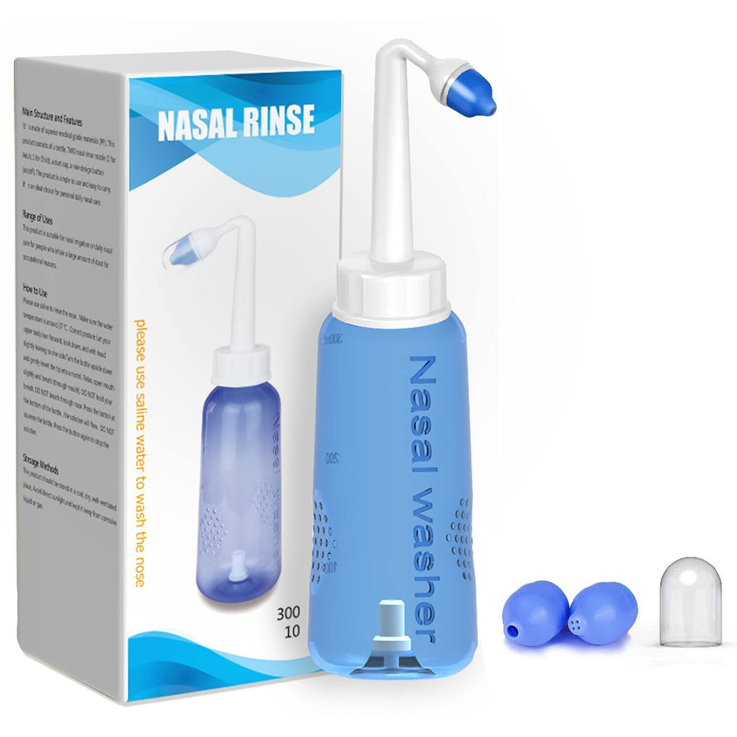 Rehtrad 300Ml Jal Neti PotsNasal CleanerNasal Wash System Nose Wash Bottle With On/Off Lock Button Sinus Rinse For Adults Children Nose Care (300 Ml)