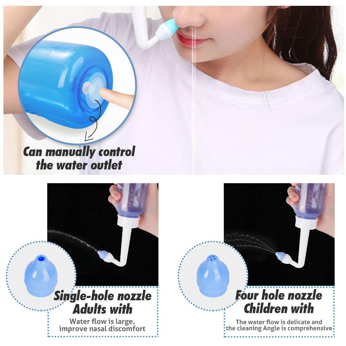 Rehtrad 300Ml Jal Neti PotsNasal CleanerNasal Wash System Nose Wash Bottle With On/Off Lock Button Sinus Rinse For Adults Children Nose Care (300 Ml)