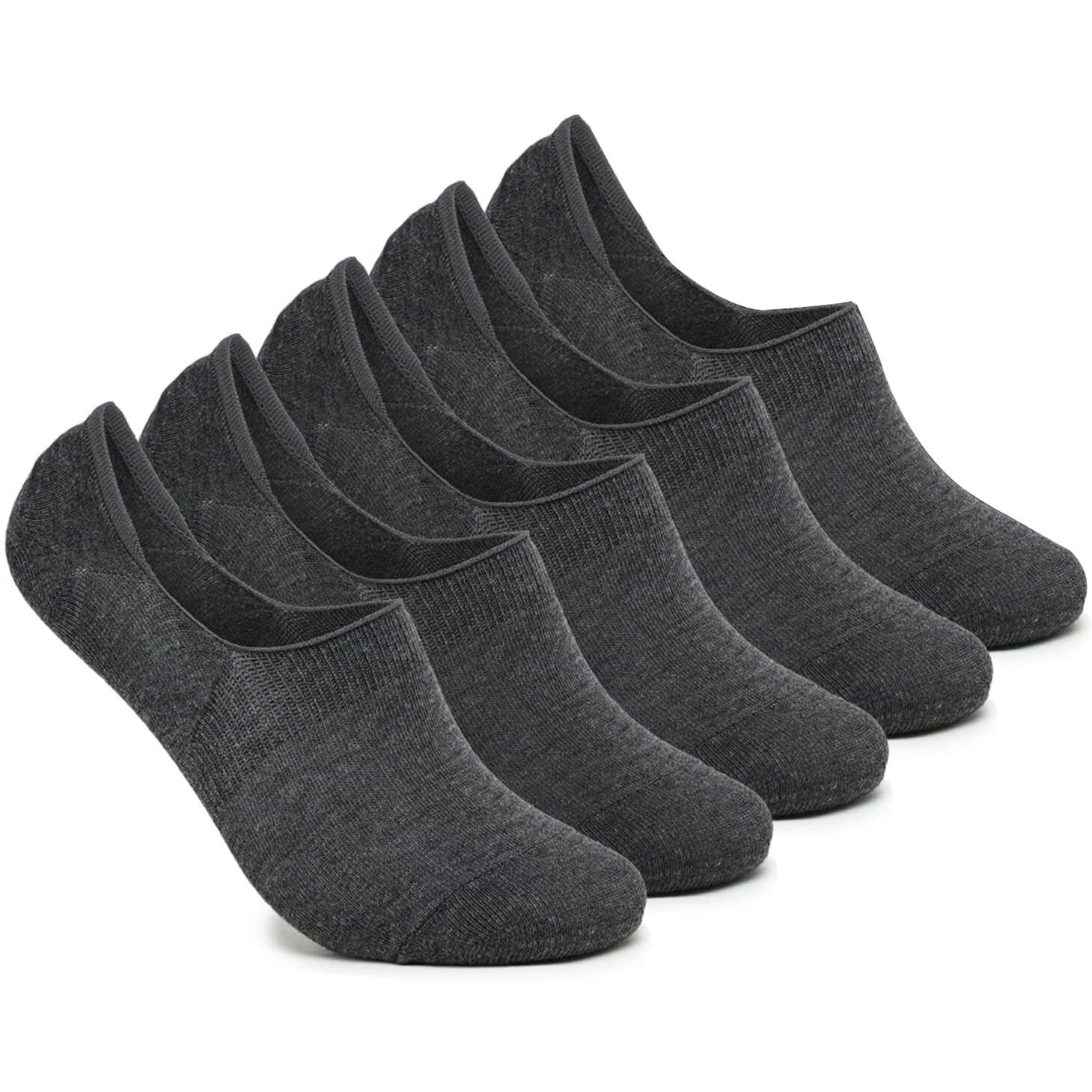 Xjarvis Premium 5 Pairs No Show Low Cut Loafer Socks For Men & Women Non Slip With Combed Cotton Socks For Sports, Running & Hiking, Pack Of 5, Dark Grey (Free Size)