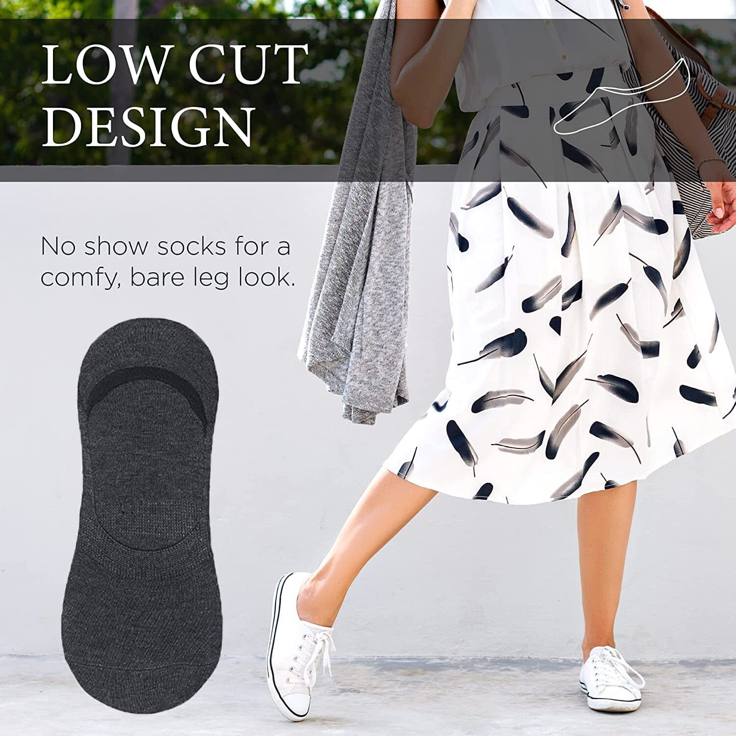 Xjarvis Premium 5 Pairs No Show Low Cut Loafer Socks For Men & Women Non Slip With Combed Cotton Socks For Sports, Running & Hiking, Pack Of 5, Dark Grey (Free Size)