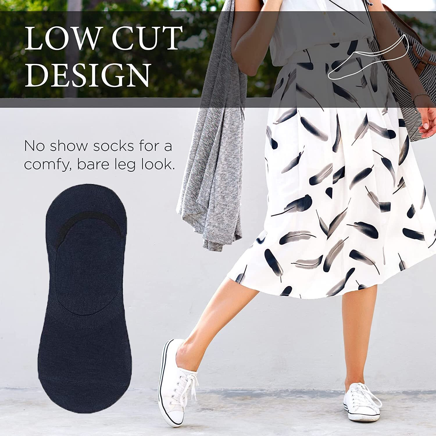 Xjarvis Premium 5 Pairs No Show Low Cut Loafer Socks For Men & Women Non Slip With Combed Cotton Socks For Sports, Running & Hiking, Pack Of 5, Navy (Free Size)