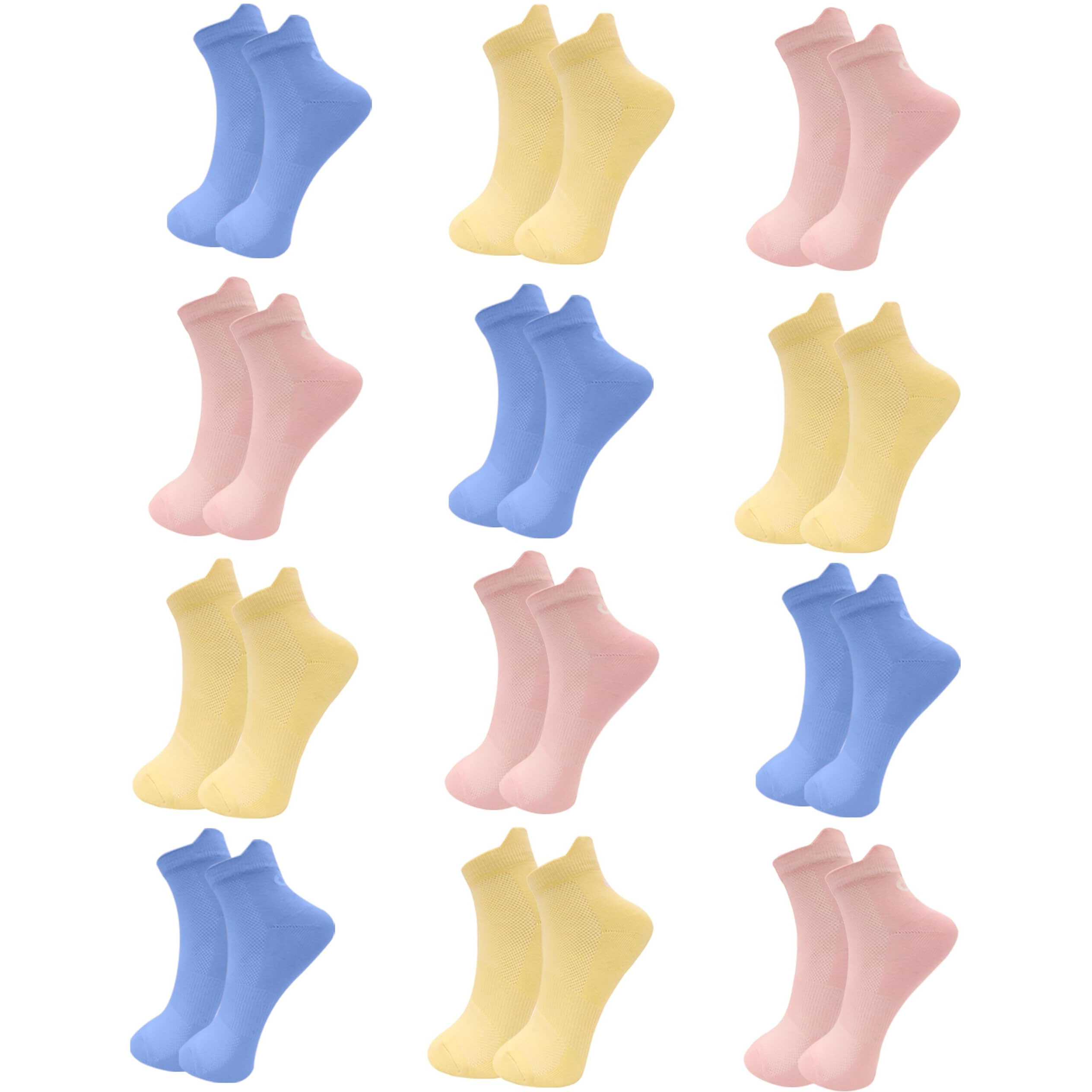 Xjarvis Miami Ankle Socks For Women & Girls  Soft Cotton, Odor-Free, Breathable & Comfortable Everyday Socks  Perfect For Sports, Running & Available Multicolor (Pack Of 12)