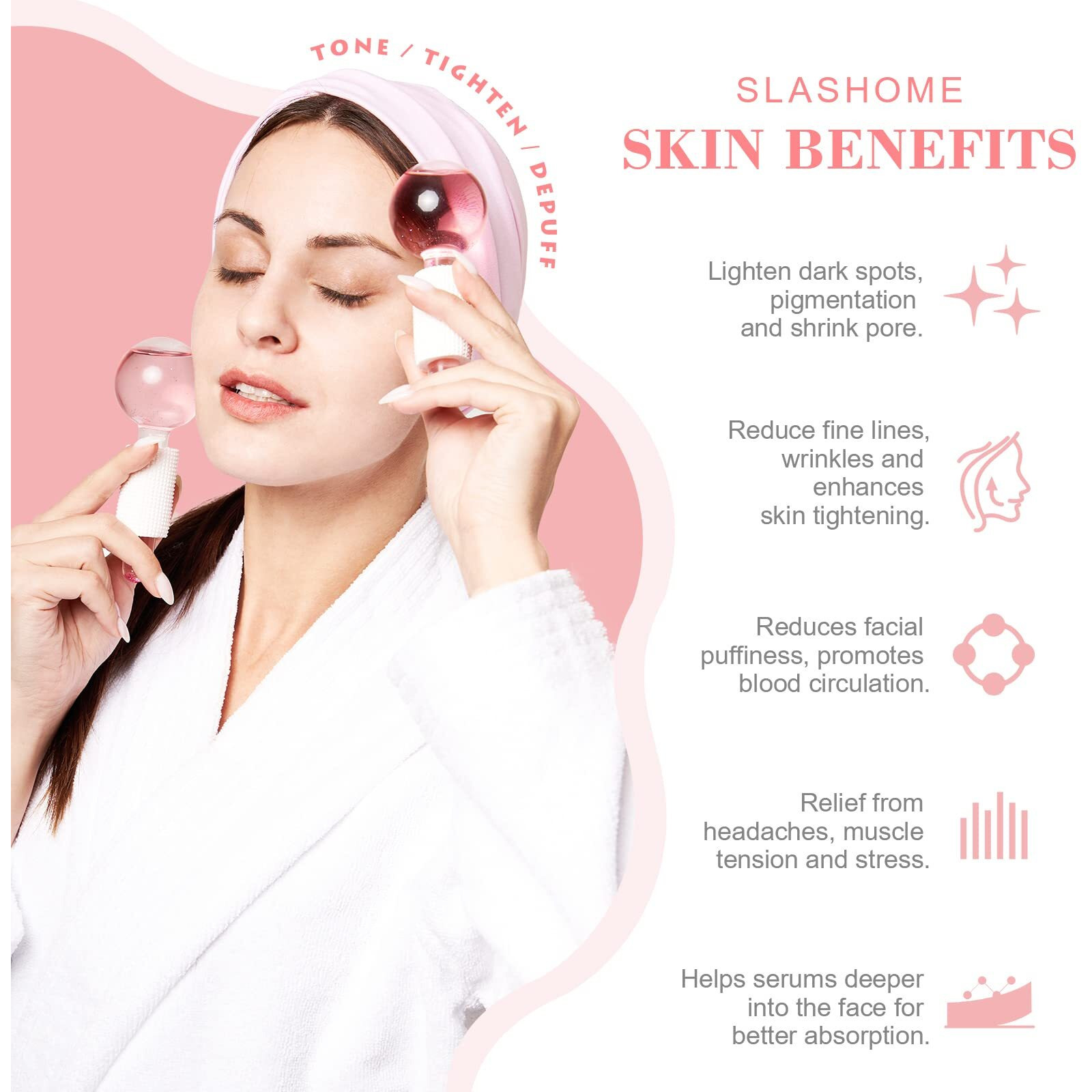 Slashome Ice Globes For Facials, Ice Globes, Facial Globes, Gacial Ice Globes, Cooling Globes, Massager For Face Neck & Eyes, Daily Beauty, Tighten Skin, Anti Ageing, Reduce Puffy And Wrinkle