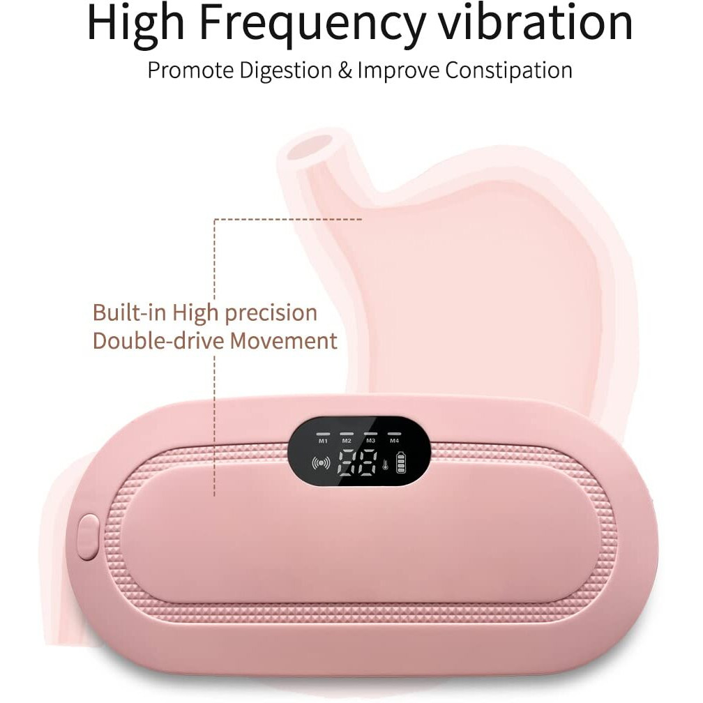 Agiogio Portable Cordless Heating Pad For Menstrual Cramps Relief, Heating Pad For Stomach, 3-Speed Temperature Adjustment And 4-Speed Massage Modes, Back And Belly Heating Pad For Women(Pink)