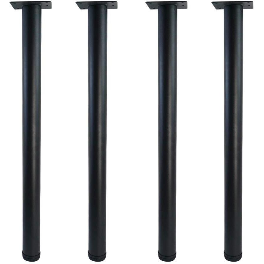 Qlly 28 Inch Adjustable Metal Desk Legs, Office Table Furniture Leg Set, Square Mounting Plate, Set Of 4 (Matt Black)