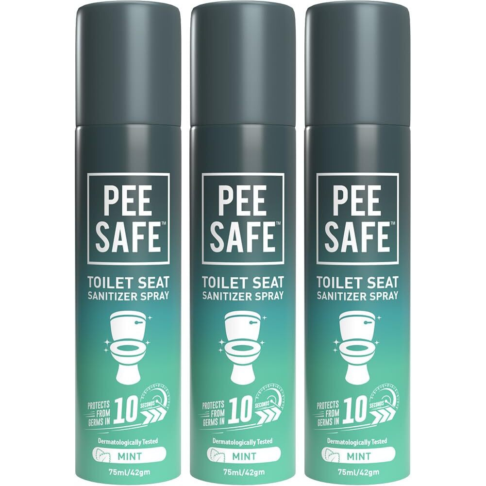 Pee Safe Toilet Seat Sanitizer Spray (75Ml - Pack Of 3) - Mint| Reduces The Risk Of Uti & Other Infections | Protects From 99.9% Germs & Travel Friendly | Anti Odour, Deodorizer