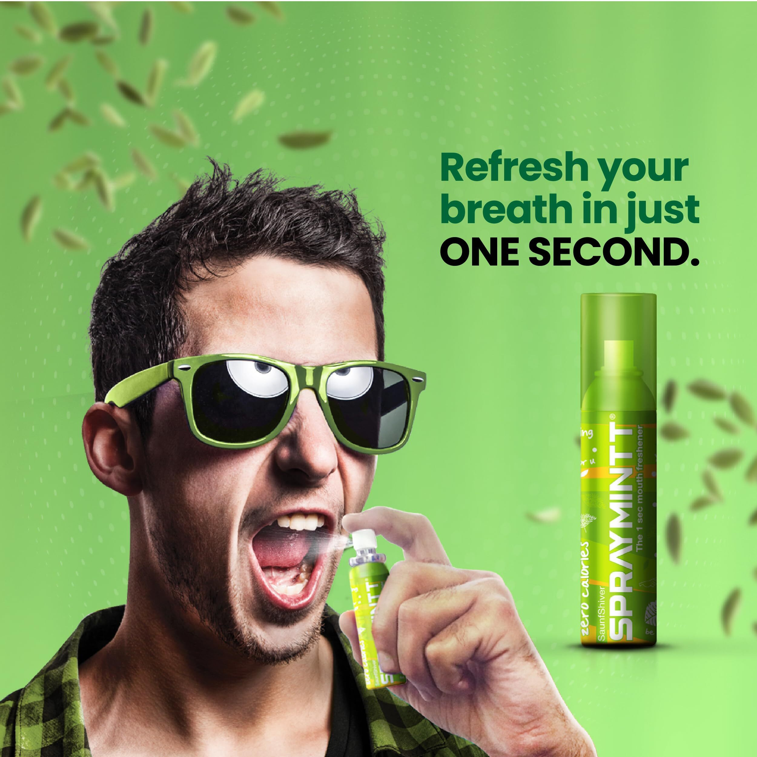 Spraymintt Mouth Freshener | 175+ Sprays Of Instant Long Lasting With Zero Calories Freshness | Saunfshiver Flavour | 15G - Pack Of 2