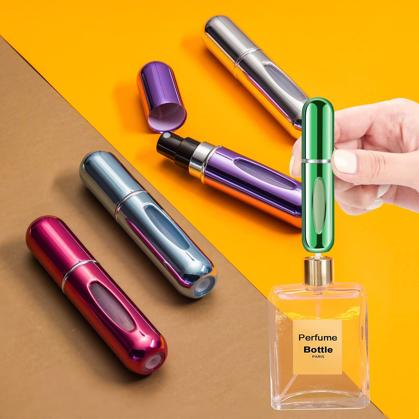 Yamadura Yuesuo Portable Mini Refillable Perfume Atomizer Bottle, Atomizer Perfume Spray, Scent Pump Case, Travel (5Ml, 4 Pack), Transparent