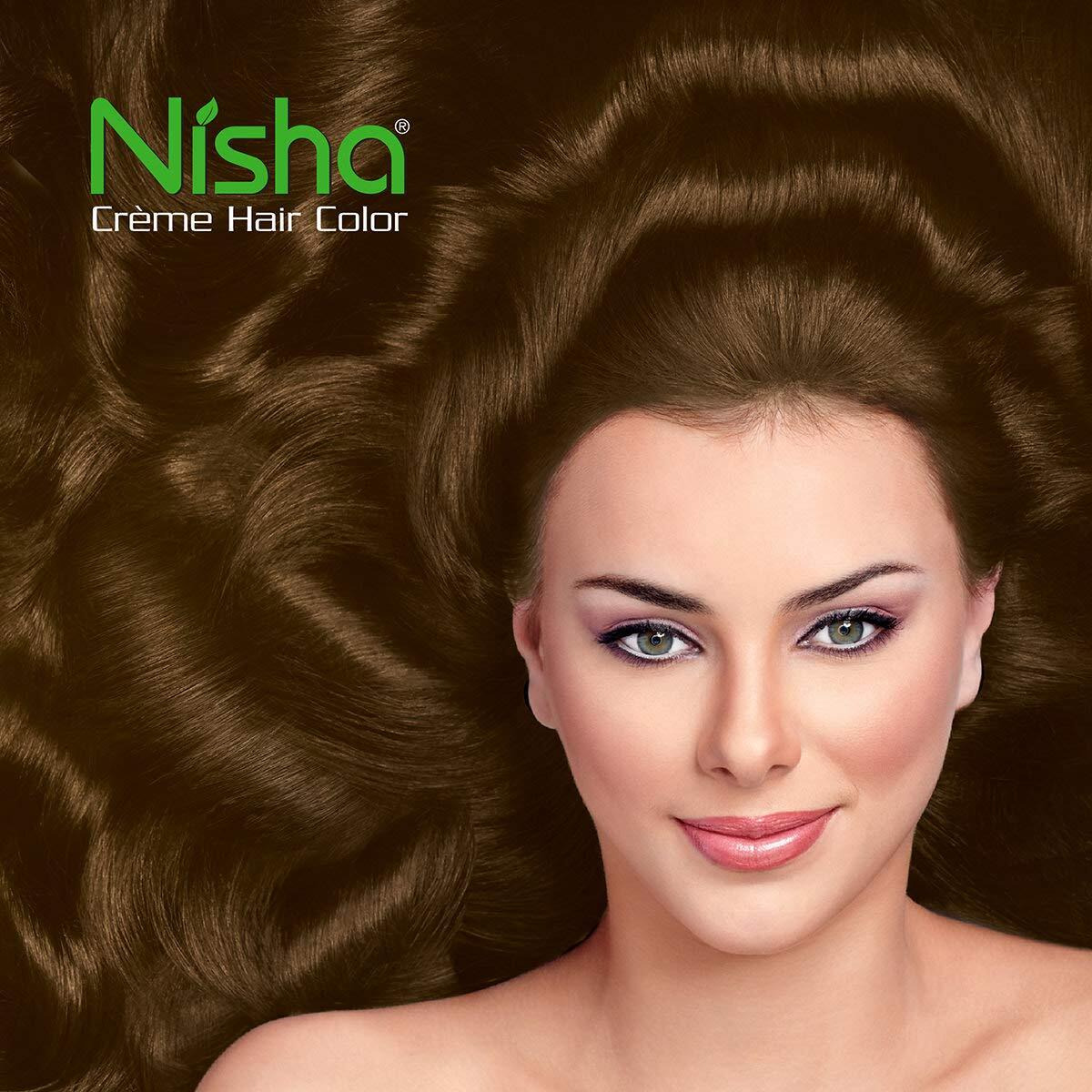 Nisha Cream Permanent Hair Color No Ammonia Cream Formula Permanent Fashion Highlights(60Gm+60Ml Each Pack) Light Brown (Pack Of 2)
