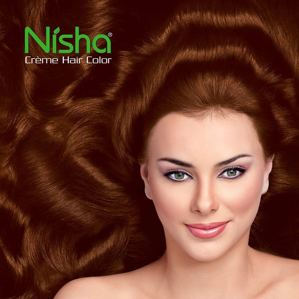 Nisha Cream Hair Color Rich Bright Long Lasting Hair Colouring For Ultra Soft Deep Shine 100% Grey Coverage Conditioning With Natural Herbs Natural Brown (Pack Of 6)