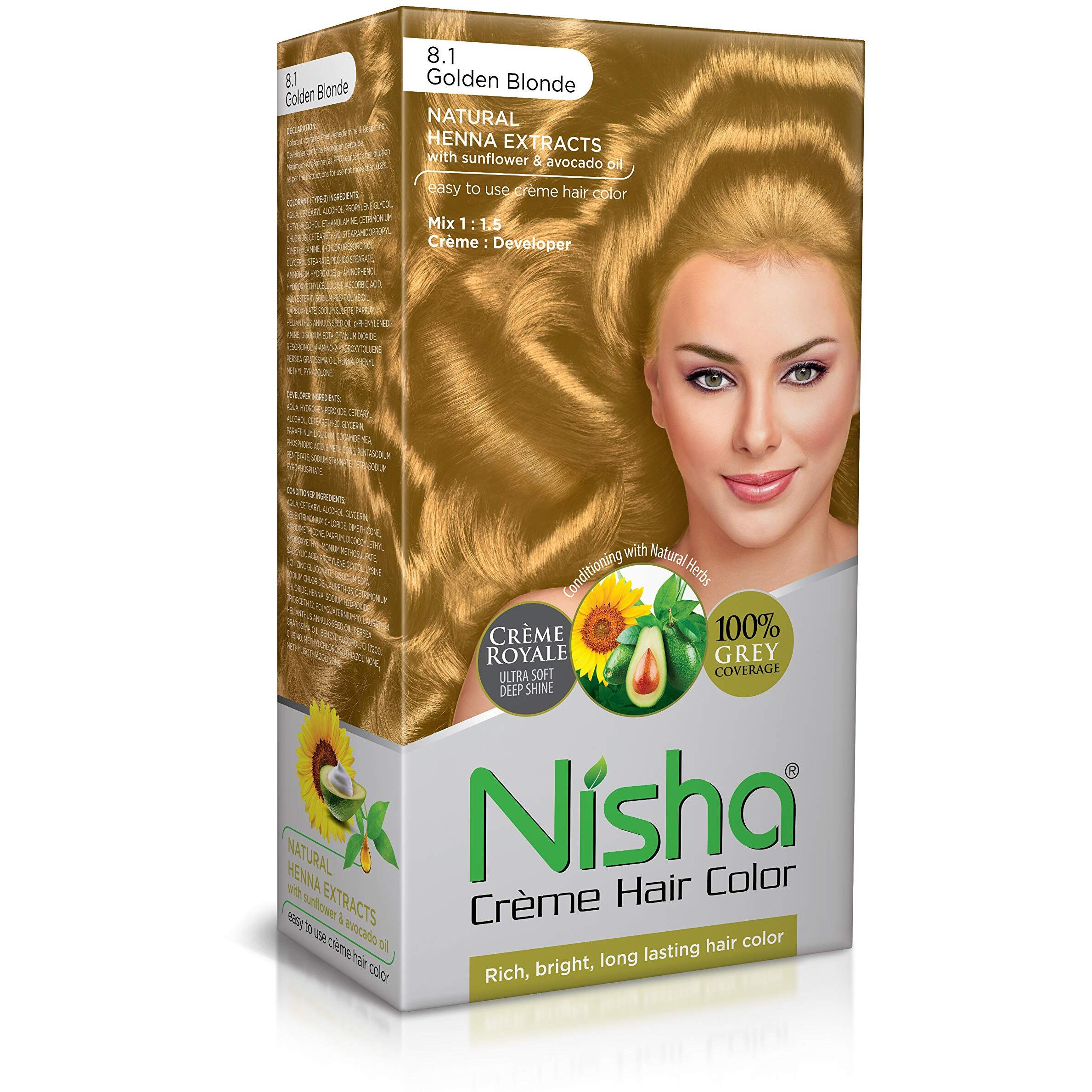 Nisha Crme Hair Color, 150G (60Gm+90Ml+18Ml) And Conditioner - Golden Blonde