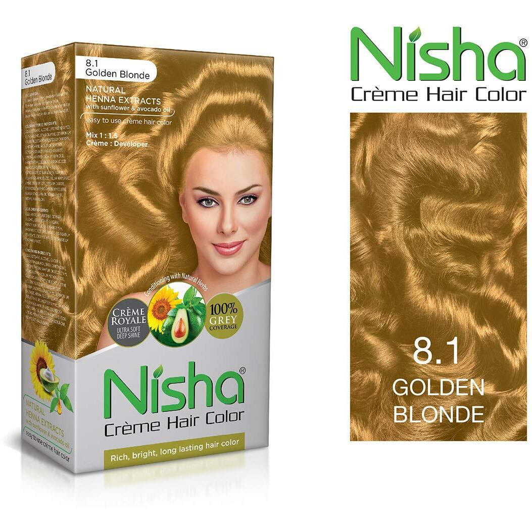 Nisha Crme Hair Color, 150G (60Gm+90Ml+18Ml) And Conditioner - Golden Blonde