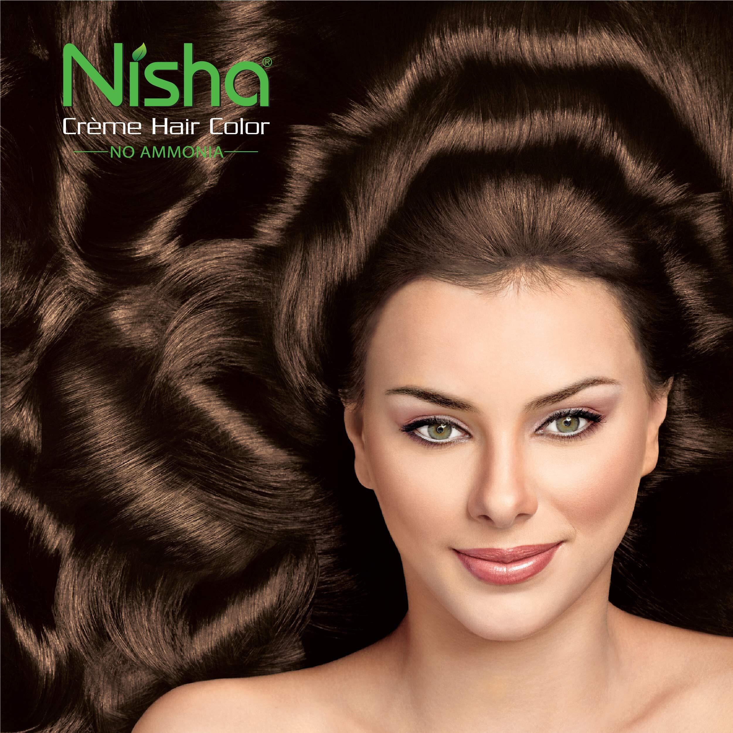 Nisha Cream Hair Color Rich Bright Long Lasting Hair Colouring For Ultra Soft Deep Shine 100% Grey Coverage Conditioning With Natural Herbs Chocolate Blonde (Pack Of 6)