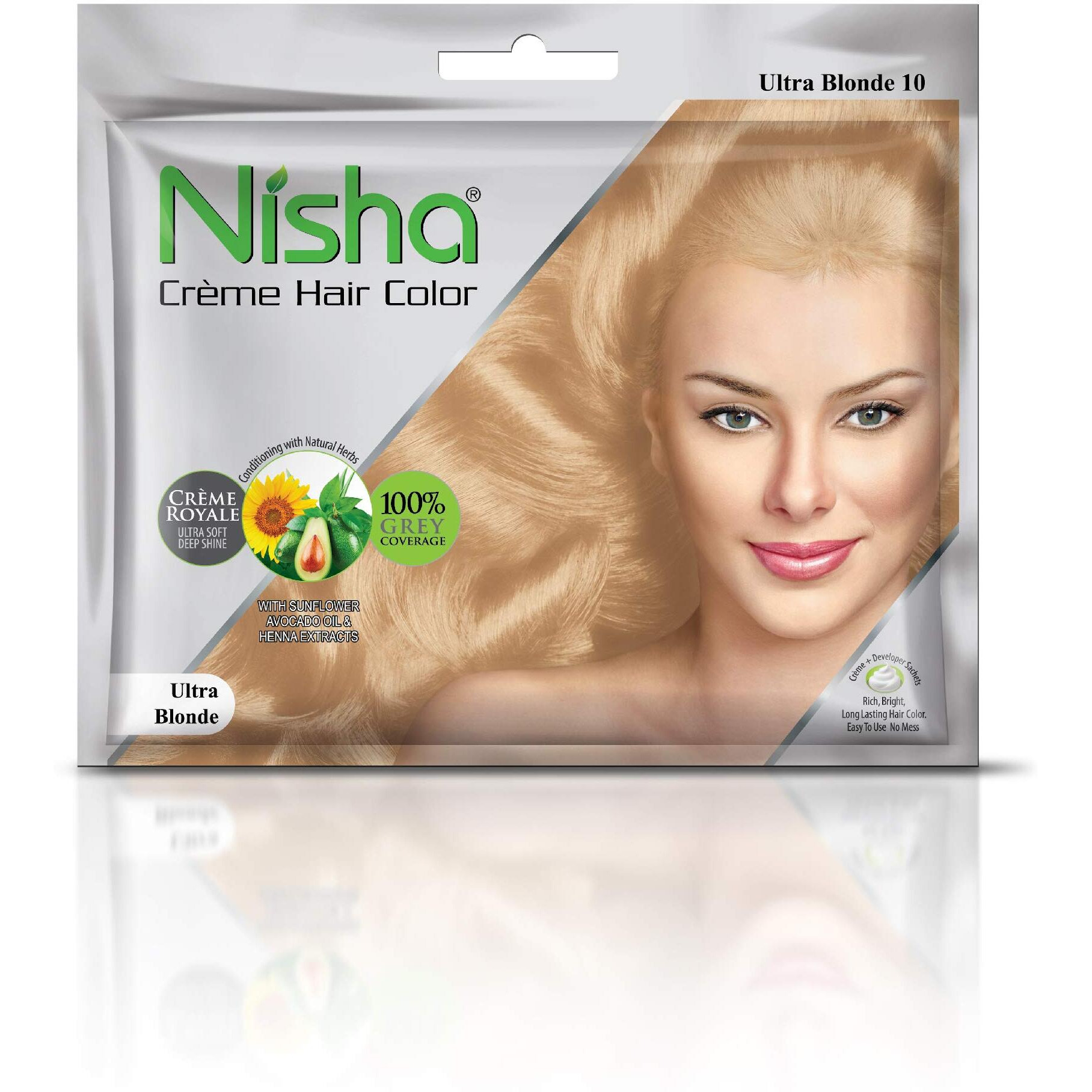 Nisha Cream Hair Color Rich Bright Long Lasting Hair Colouring For Ultra Soft Deep Shine 100% Grey Coverage Conditioning With Natural Herbs Ultra Blonde (Pack Of 6)