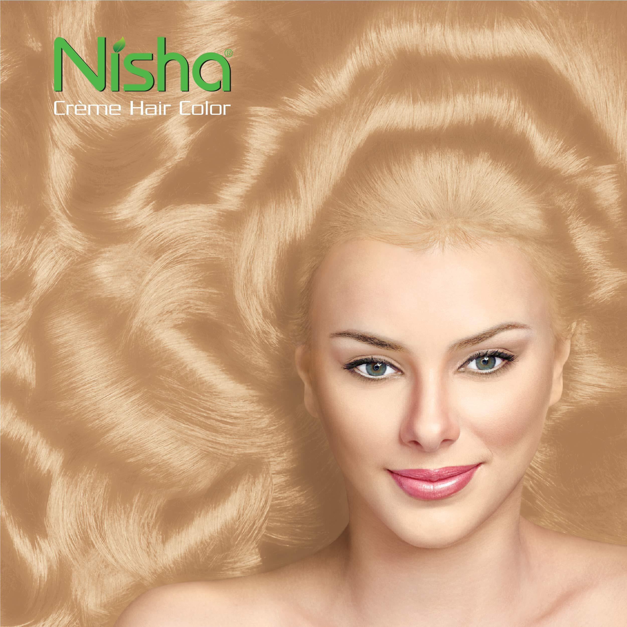 Nisha Cream Hair Color Rich Bright Long Lasting Hair Colouring For Ultra Soft Deep Shine 100% Grey Coverage Conditioning With Natural Herbs Ultra Blonde (Pack Of 6)