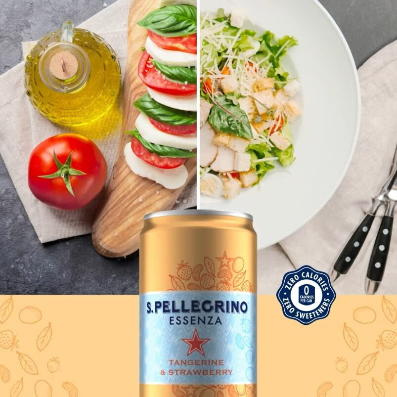 San Pellegrino Essenza Tangerine & Strawberry Sparkling Mineral Water, 11.16 Fl Oz  330 Ml, 24 Pack