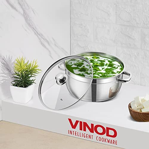 Vinod Bremen Stainless Steel Sauce Pot With Glass Lid - 1.5 Litre, 16 Cm | 2.5Mm Thick Base | Riveted Sturdy Handle | 2 Year Warranty | Induction And Gas Base - Silver