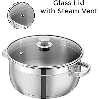 Vinod Bremen Stainless Steel Sauce Pot With Glass Lid - 1.5 Litre, 16 Cm | 2.5Mm Thick Base | Riveted Sturdy Handle | 2 Year Warranty | Induction And Gas Base - Silver