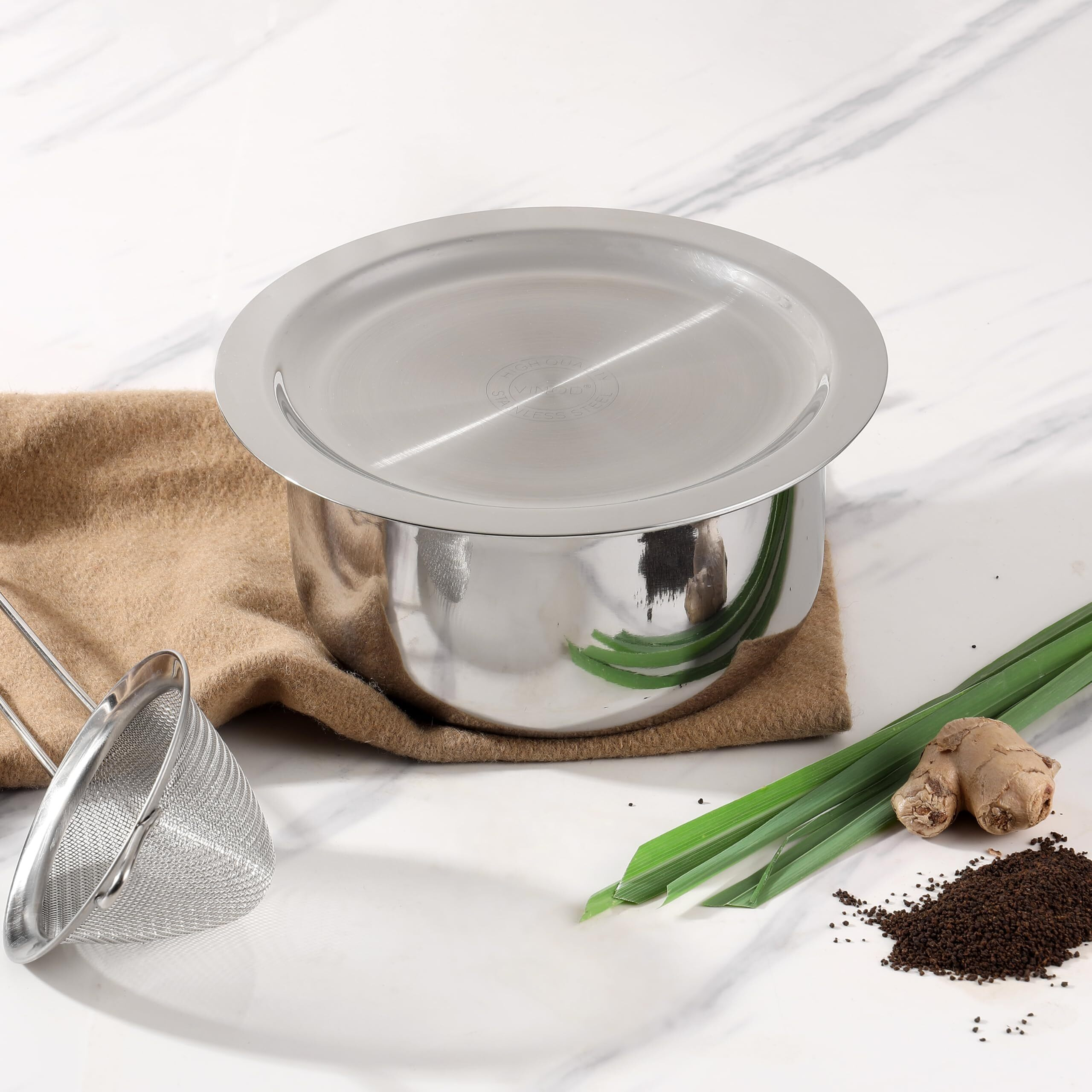 Vinod Platinum Triply Stainless Steel Tope With Stainless Steel Lid 3.5 Litres Capacity (20 Cm Diameter) - Silver (Induction And Gas Stove Friendly), 5 Years Warranty