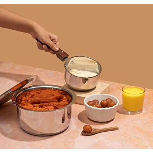 Vinod Stainless Steel Regular Saucepan (1.8 Liter) & Capsule Bottom Tope (1 Liter) With Lid (Induction And Gas Stove Friendly), 2 Years Warranty, Silver