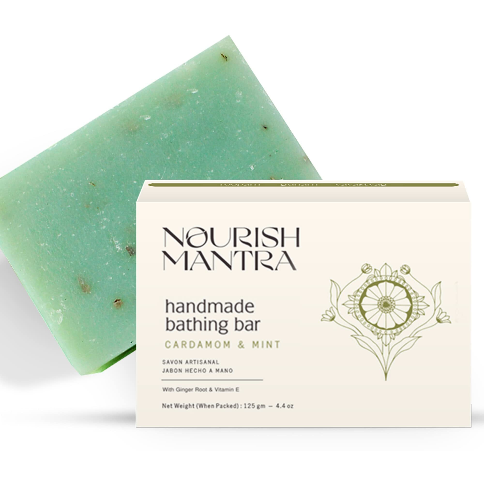 Nourish Mantra Handmade Bathing Soap (Cardamom & Mint) -125 Gm | No. 1 Soap | Fights Skin Infection | 100% Natural Soap | Handmade With No Artificial Fragrance