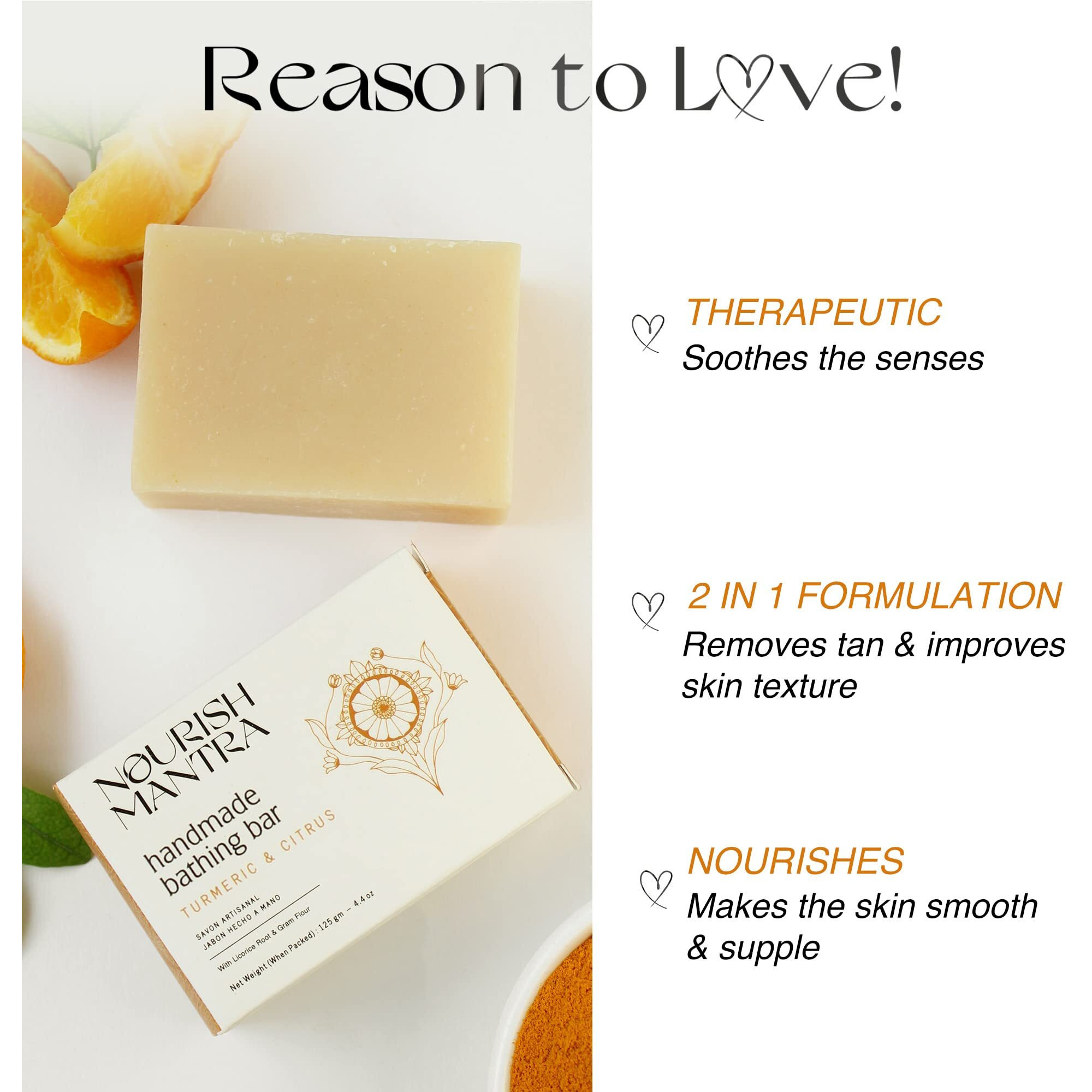 Nourish Mantra Turmeric & Citrus Handmade Bathing Soap/Made With Natural & Organic Ingredients/For Men & Women/Suits All Skin Types (125 Gm)