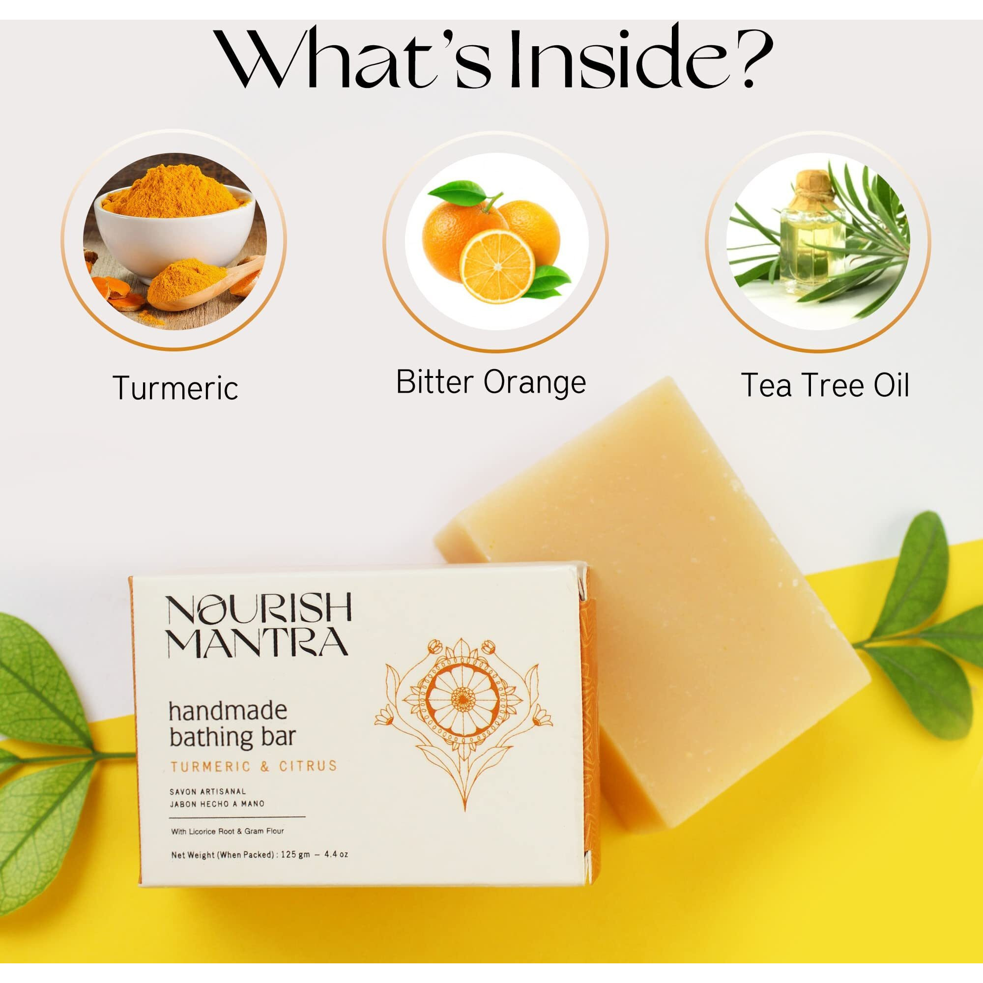 Nourish Mantra Turmeric & Citrus Handmade Bathing Soap/Made With Natural & Organic Ingredients/For Men & Women/Suits All Skin Types (125 Gm)