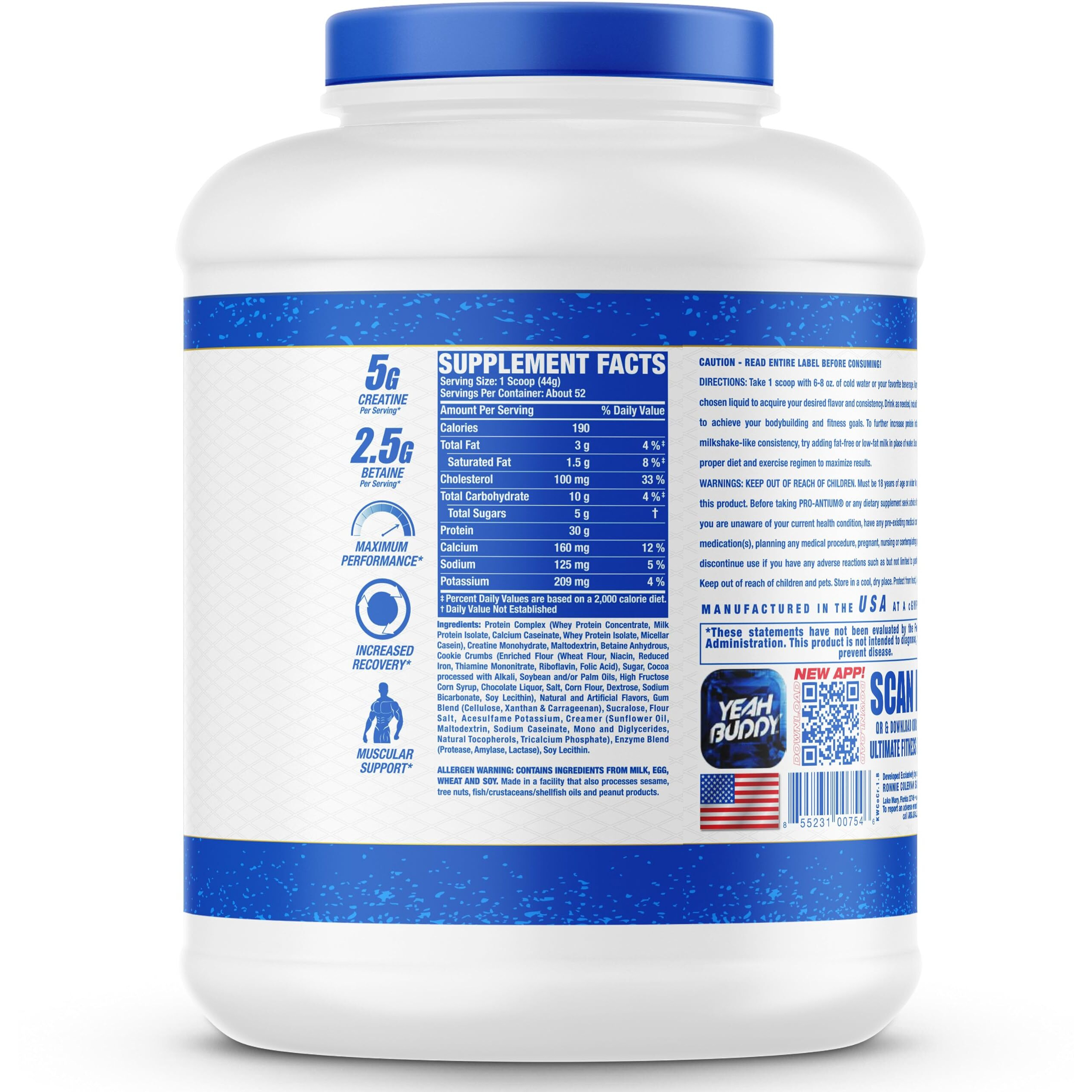 Ronnie Coleman Signature Series Pro Antium Protein Powder - 2.27 Kg (Cookies And Cream)