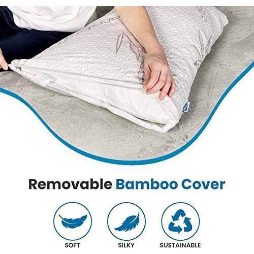 Sleepsia Cool Gel Orthopedic Memory Foam Pillows | Cervical Pillow For Neck & Shoulder Pain Relief - Bed Pillow For Sleeping, Ergonomic Support (Bamboo Memory Foam, King (35Lx20W))