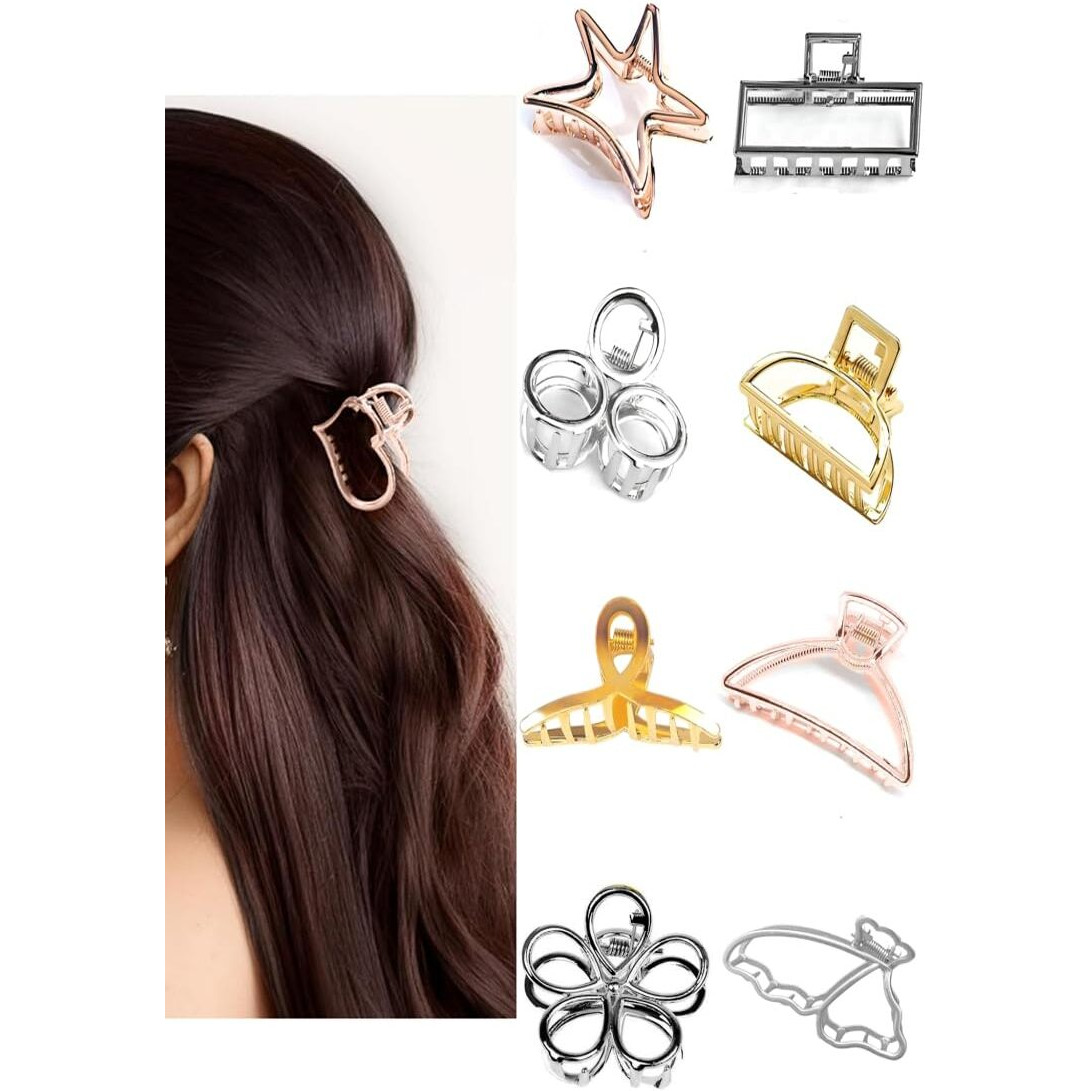 The Marketvilla Hair Clips For Girls Women - Pack Of 8, Metal Claw Clips For Women Aesthetic, Clutchers For Hair, Cute Stylish Clature For Ladies (Medium Size, Multicolor)