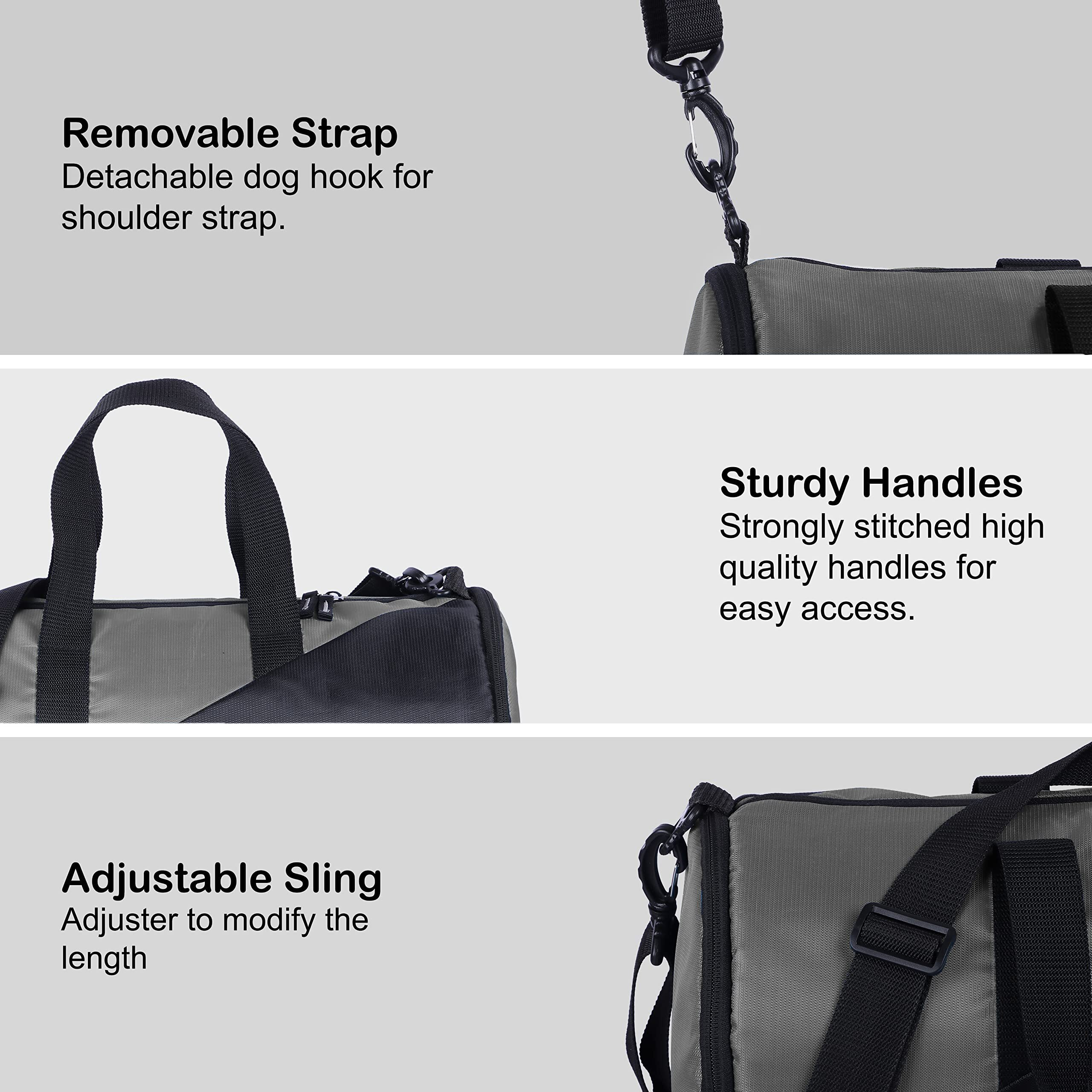 Nabaat Polyester Gym Bags For Men And Women Duffle Bag/Sports Bag/Shoulder Side Bag For Travel, Water Resistant With Shoe Compartment (Grey_Black, Gmb-Grbk2)