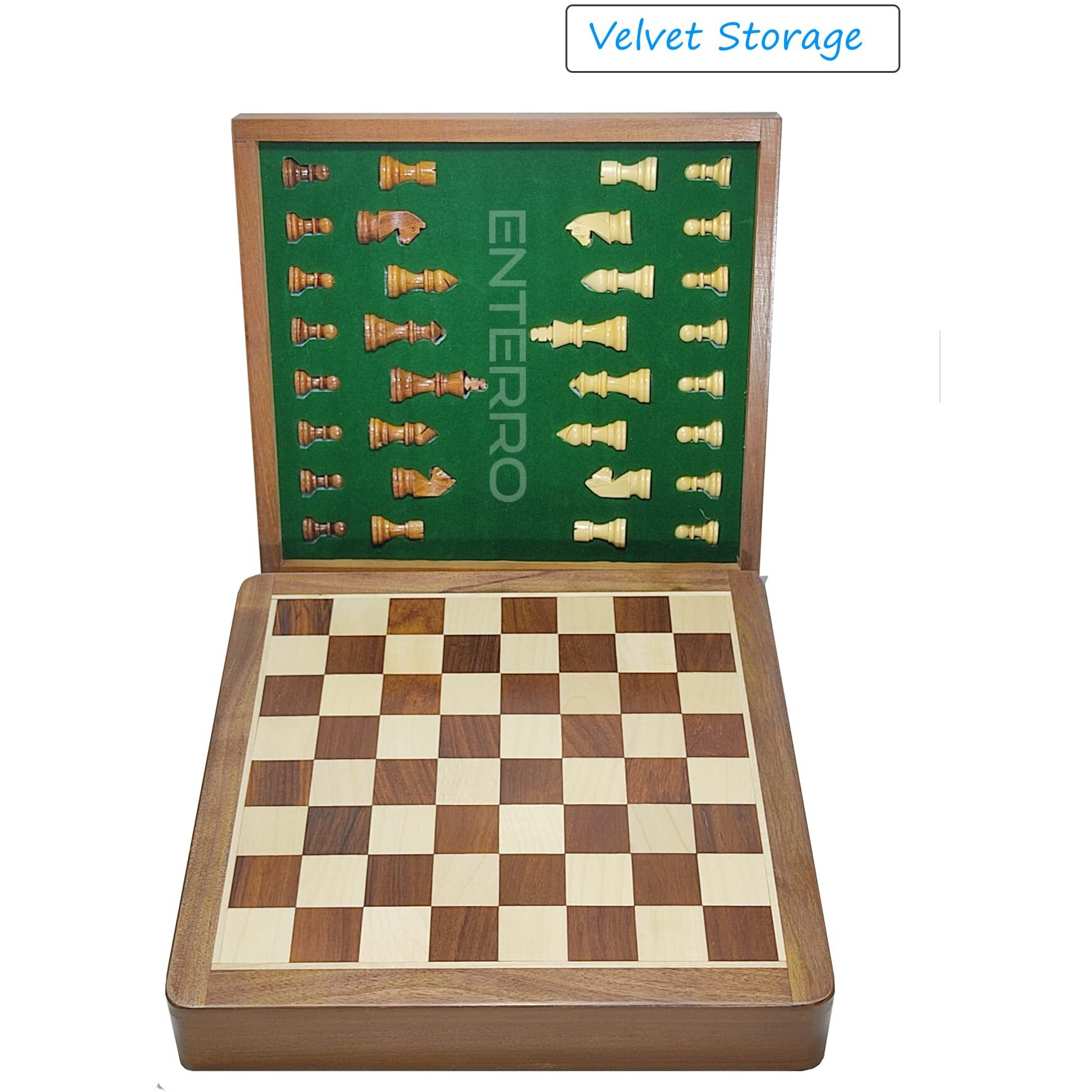 Enterro Wooden Drawer Chess Set 10 X 10 Inch With Magnetic Chessman Coins - Handcrafted Indoor Game & Travel Friendly For Kids Adults 10 Inch