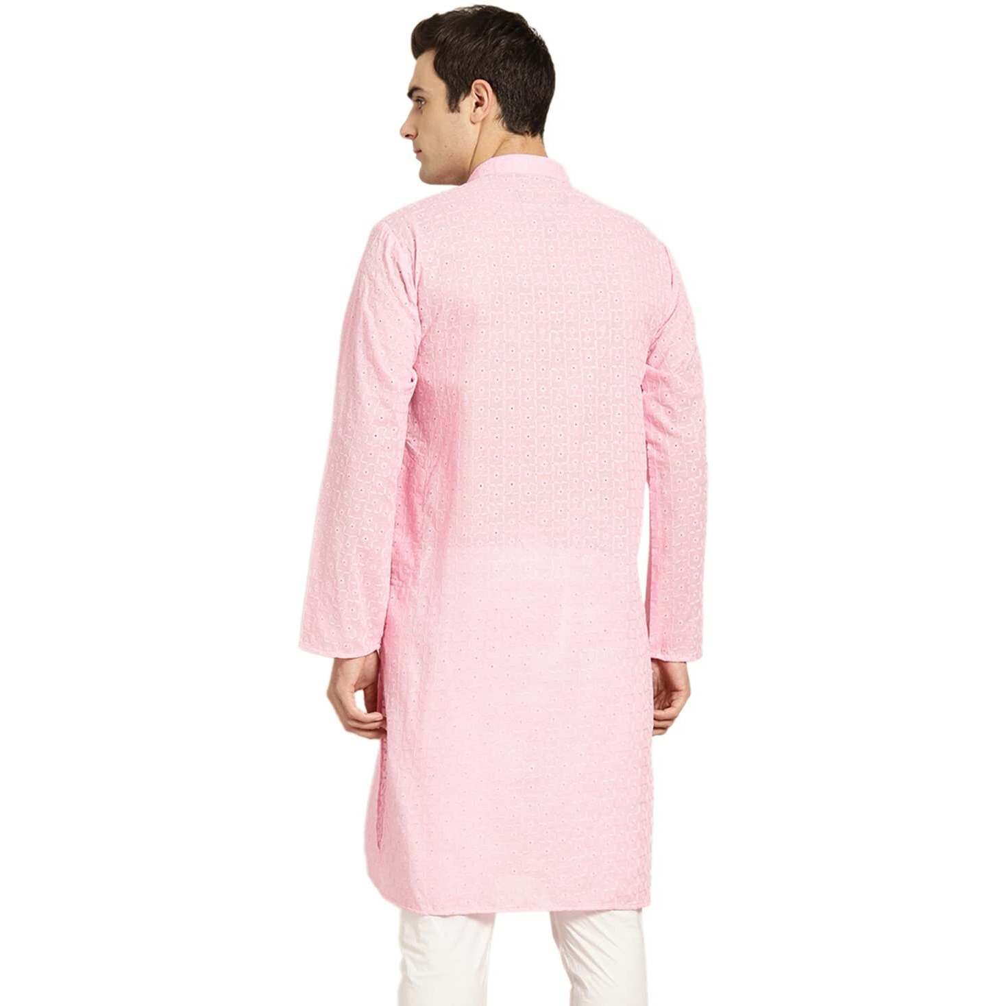 Sojanya Men's Cotton Solid Regular Kurta Sjr-Lk-Chikn-472-Pink-44_Pinksjr-Lk-Chikn-472-Pink-44
