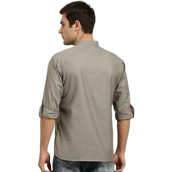 Sojanya (Since 1958, Men's Cotton Grey Short Kurta, Size 36